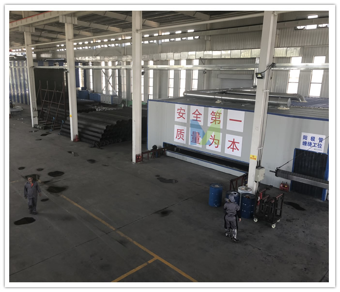 河北威美環(huán)保陽極管纏繞工位近景